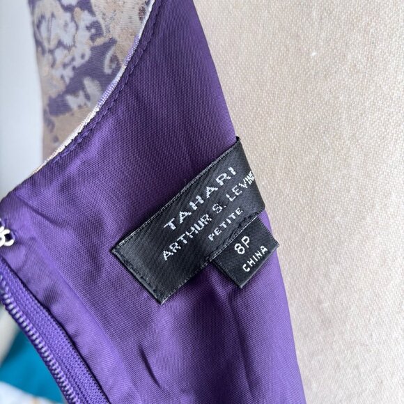 TAHARI ASL LILAC GOLD BROCADE GORGEOUS COCKTAIL DRESS, SZ. 8P - Picture 8 of 9